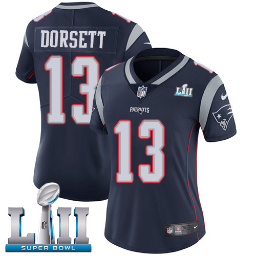 Nike Patriots #13 Phillip Dorsett Navy Blue Team Color Super Bowl LII Women's Stitched NFL Vapor Untouchable Limited Jersey